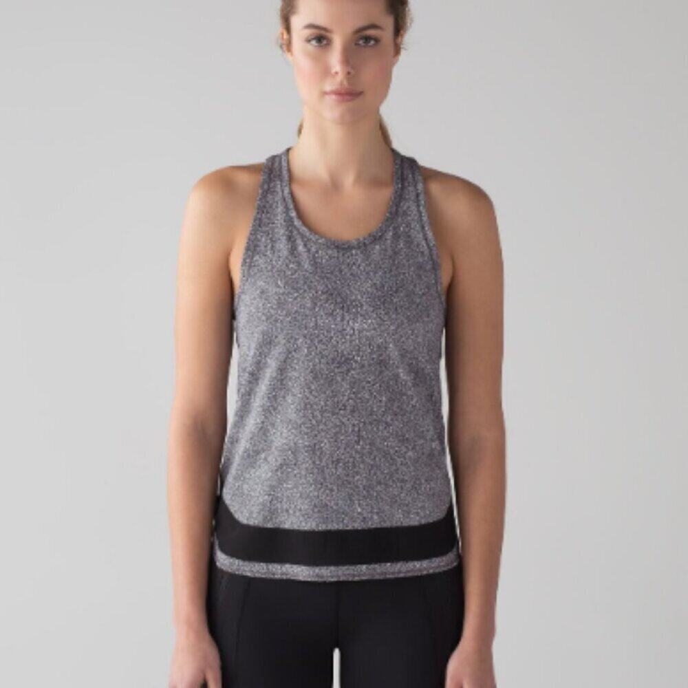 Lululemon Smooth Stride Tank Women's Size 8 Sea Spray Alpine White Dark Chrome